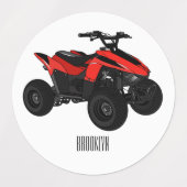 Quad atv Cartoon Illustration Etiketten (Design 2)