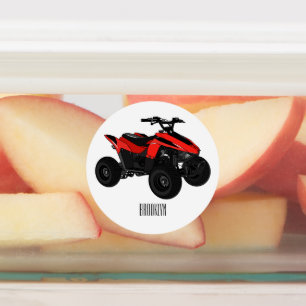Quad atv Cartoon Illustration Etiketten