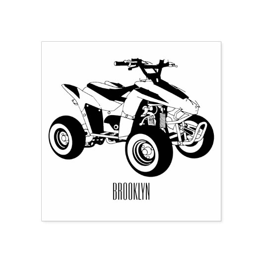 Quad atv Cartoon Illustration Gummistempel (Prägung)