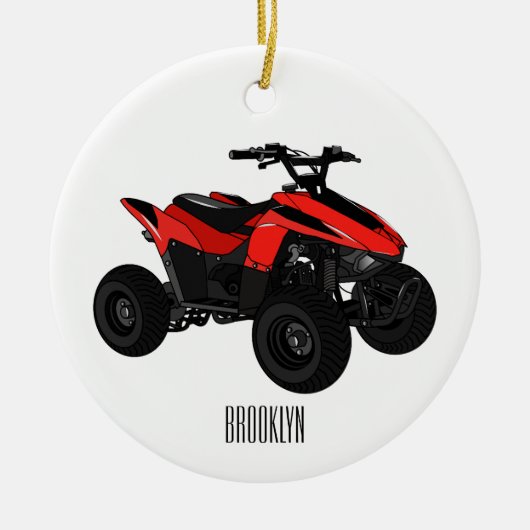 Quad atv Cartoon Illustration Keramik Ornament (Vorne)