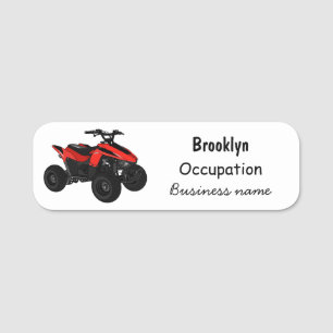 Quad atv Cartoon Illustration Namensschild