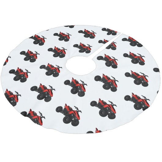 Quad atv Cartoon Illustration Polyester Weihnachtsbaumdecke (Schrägansicht)