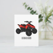 Quad atv Cartoon Illustration Postkarte (Stehend Vorderseite)