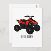 Quad atv Cartoon Illustration Postkarte (Vorne/Hinten)