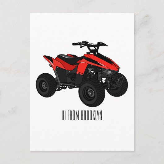 Quad atv Cartoon Illustration Postkarte (Vorderseite)