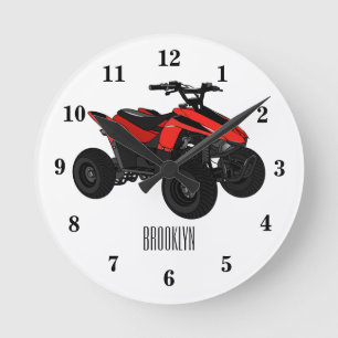 Quad atv Cartoon Illustration Runde Wanduhr