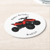 Quad atv Cartoon Illustration Runder Pappuntersetzer (Angewinkelt)