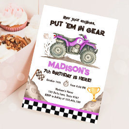 Quad ATV Dirt Track Off Road Racing Girl Birthday Einladung