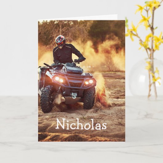 Quad ATV Off-Road Vehicle Geburtsdatum Custom Karte (Gelbe Blume)