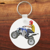 Quad Bike ATV im Seitenprofil Schlüsselanhänger (Vorderseite)