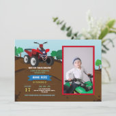 Quad Bike Geburtstag Einladung Reiten Mud Fun Foto (Stehend Vorderseite)
