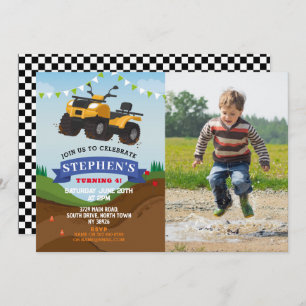 Quad Bike Geburtstagsparty Truck Auto Big Einladun Einladung