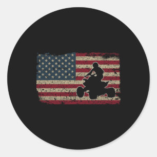 Quad Biker America Flag Geschenk I Atv Four Wheele Runder Aufkleber