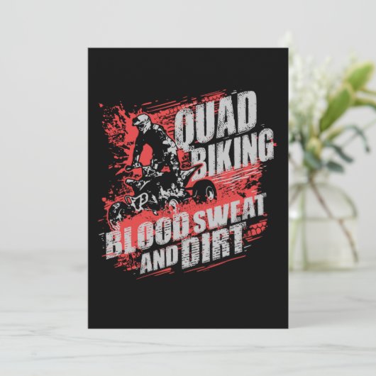 Quad Biking Blood Sweat and Dirt Einladung (Stehend Vorderseite)