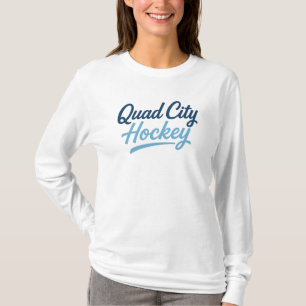 Quad City Hockey Glow Script - Blue Neon Ice Rink T-Shirt