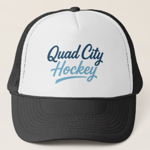 Quad City Hockey Glow Script - Blue Neon Ice Rink Truckerkappe