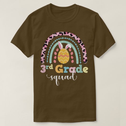 Quad Leopard Rainbow Oaster Bunny Teach T-Shirt (Design vorne)