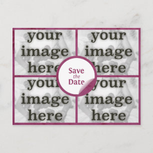 Quad Merlot Red Save the Date Postcard Ankündigungspostkarte