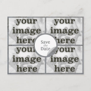 Quad Misty Gray Save the Date Postcard Ankündigungspostkarte
