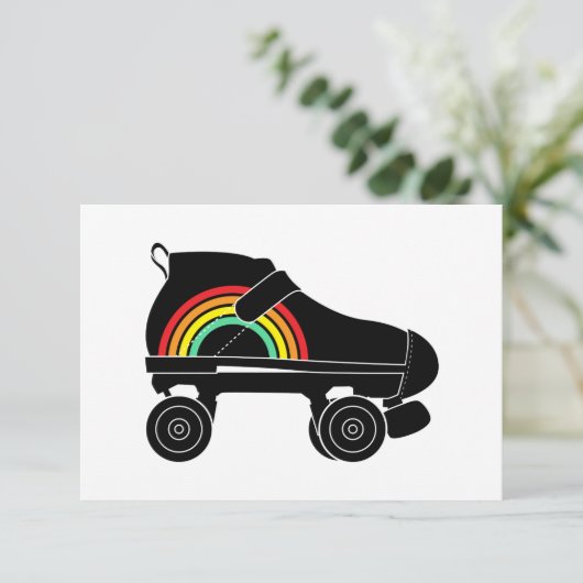 Quad Skate Regenbogen Einladung (Stehend Vorderseite)