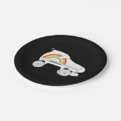 Quad Skate Regenbogen Pappteller (Schrägansicht)