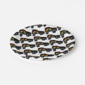 Quad Skate Regenbogen Pappteller (Schrägansicht)