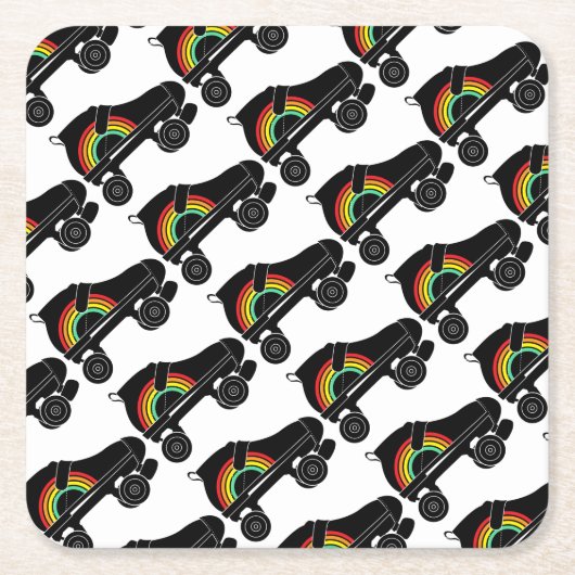 Quad Skate Regenbogen Rechteckiger Pappuntersetzer (Vorderseite)
