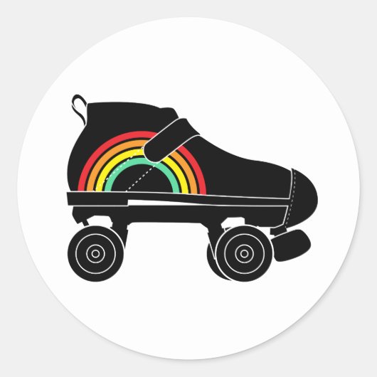 Quad Skate Regenbogen Runder Aufkleber (Vorderseite)