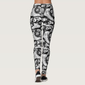 Quad Skate Rose Schwarz-weißes Design Leggings (Rückseite)