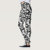 Quad Skate Rose Schwarz-weißes Design Leggings (Links)