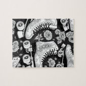 Quad Skate Rose Schwarz-weißes Design Puzzle (Horizontal)