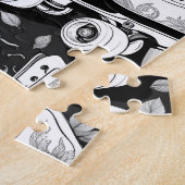 Quad Skate Rose Schwarz-weißes Design Puzzle (Seite)