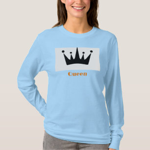 Quadeen Custom Text Crown Image White Long Sleeve T-Shirt
