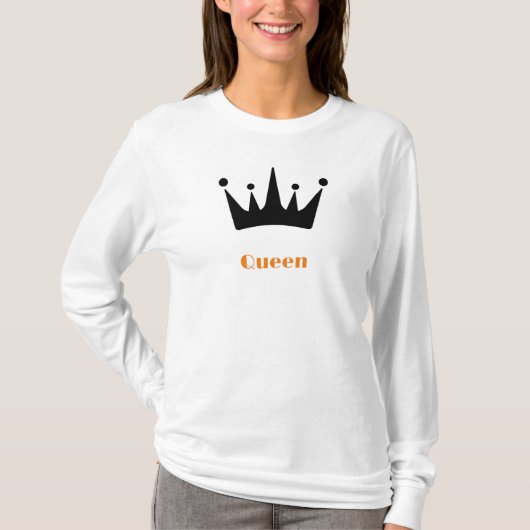 Quadeen Custom Text Crown Image White Long Sleeve T-Shirt (Vorderseite)