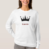Quadeen Custom Text Crown Image White Long Sleeve T-Shirt (Vorderseite)