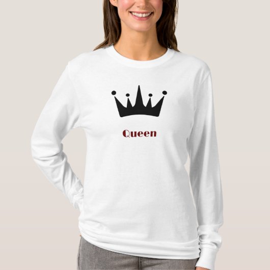 Quadeen Custom Text Crown Image White Long Sleeve T-Shirt (Vorderseite)