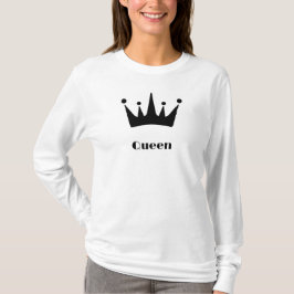 Quadeen Custom Text Crown Image White Long Sleeve T-Shirt