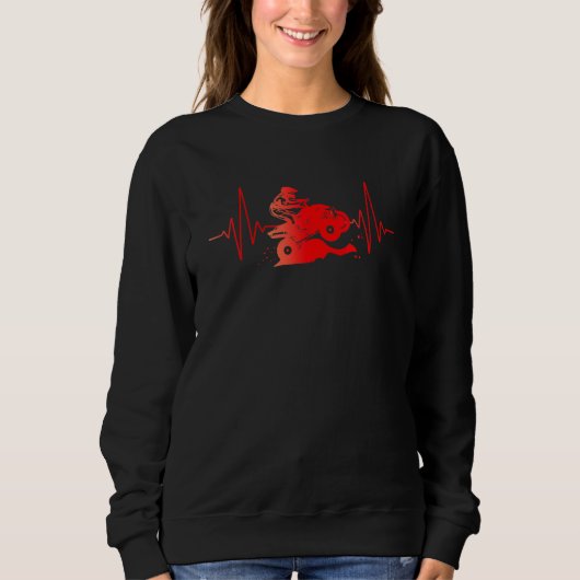 Quadfahrer Heartbeat Motif Ecg Line Quad Passion Sweatshirt (Vorderseite)