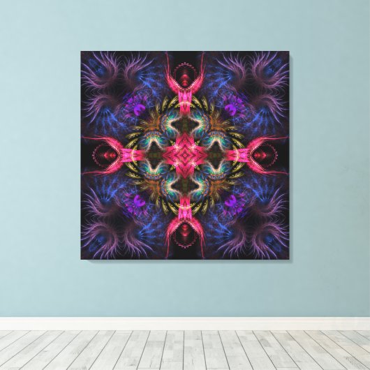 Quadra Angels Fraktal Geometry Wrapped Canvas Leinwanddruck (Insitu (Holzboden))