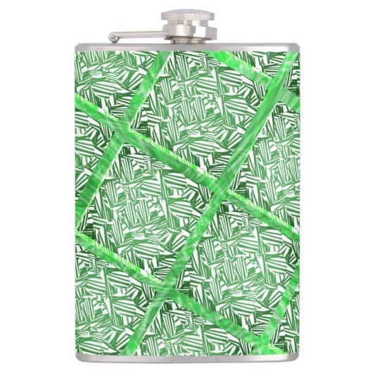 Quadradas, Fake Azulejo, Fakes Folhagens Verdes. Flachmann (Vorderseite)