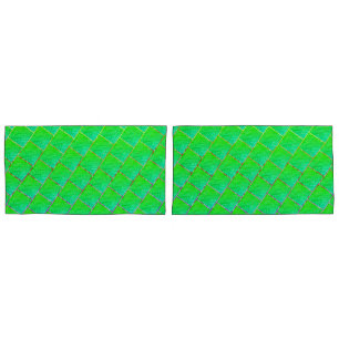 Quadrados verde azulado, linhas de três cores. kissenbezug