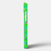 Quadrados verde azulado, linhas em três cores. Case-Mate iPhone hülle (Rückseite / Links)