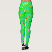 Quadrados verde azulado, linhas em três cores. leggings (Rückseite)