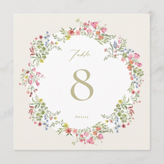 Quadrat 5 x 5 Blumenbogen Hochzeitsfeier Tischnumm (Vorderseite)