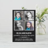 Quadrat-Abschluss des Viererkabel-Foto-vier Einladung (Stehend Vorderseite)