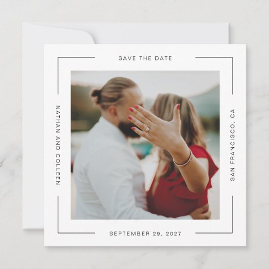 Quadrat Aller Textrahmen Save the Date minimal (Vorderseite)