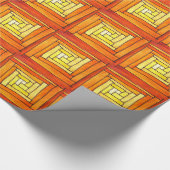 Quadrat Art Deco gelbes Retromuster Geschenkpapier (Ecke)