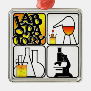 QUADRAT-BECHER DER LABORlogo-VERZIERUNGS-VIER Silbernes Ornament