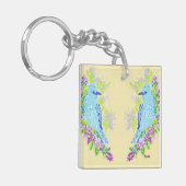 Quadrat (beidseitig) Schlüsselanhänger Blaue Vögel (Vorderseite links)