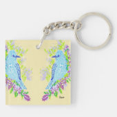 Quadrat (beidseitig) Schlüsselanhänger Blaue Vögel (Rückseite)